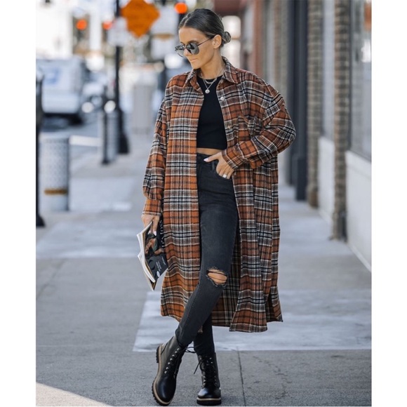 Vici Jackets & Blazers - Vici Expectations Plaid Pocketed Shacket